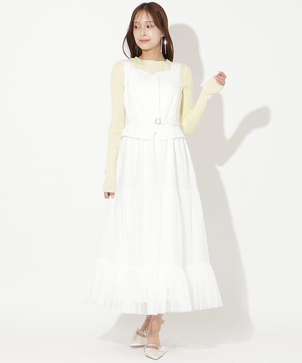 アンドクチュール「異素材ドッキングチュールワンピース」|ワンピース|