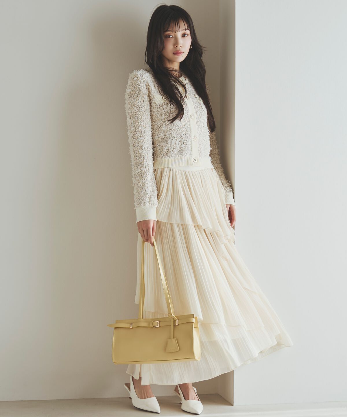 アンドクチュール「ティアードプリーツスカート」|フレア|