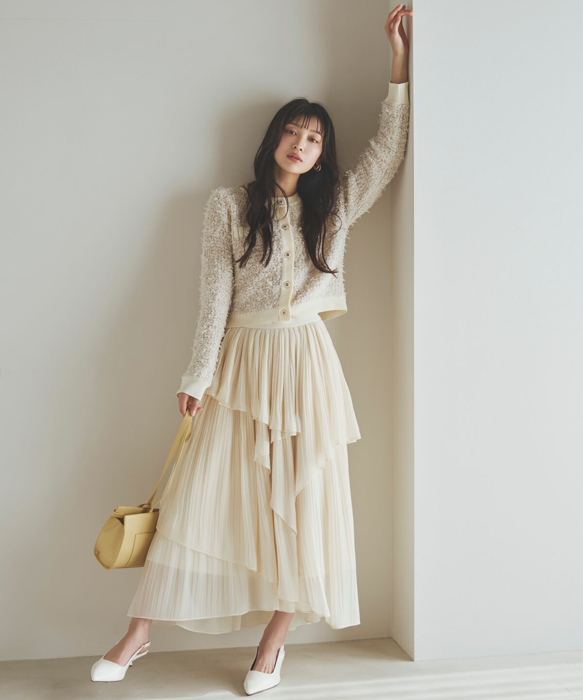 アンドクチュール「ティアードプリーツスカート」|フレア|