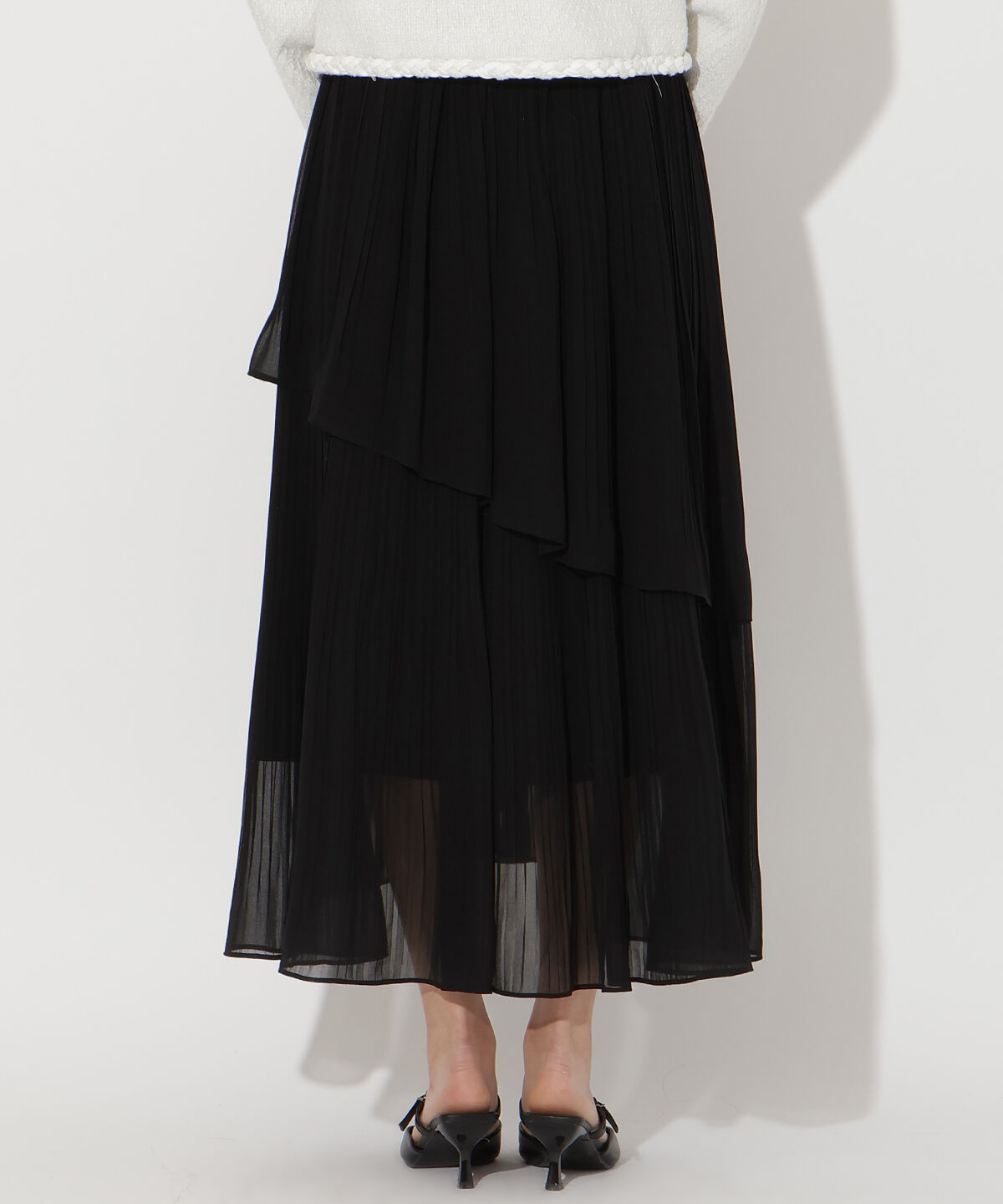 アンドクチュール「ティアードプリーツスカート」|フレア|