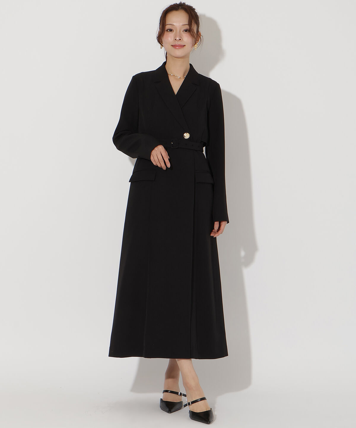 アンドクチュール「トレンチ風ワンピース」|ワンピース|ブラック