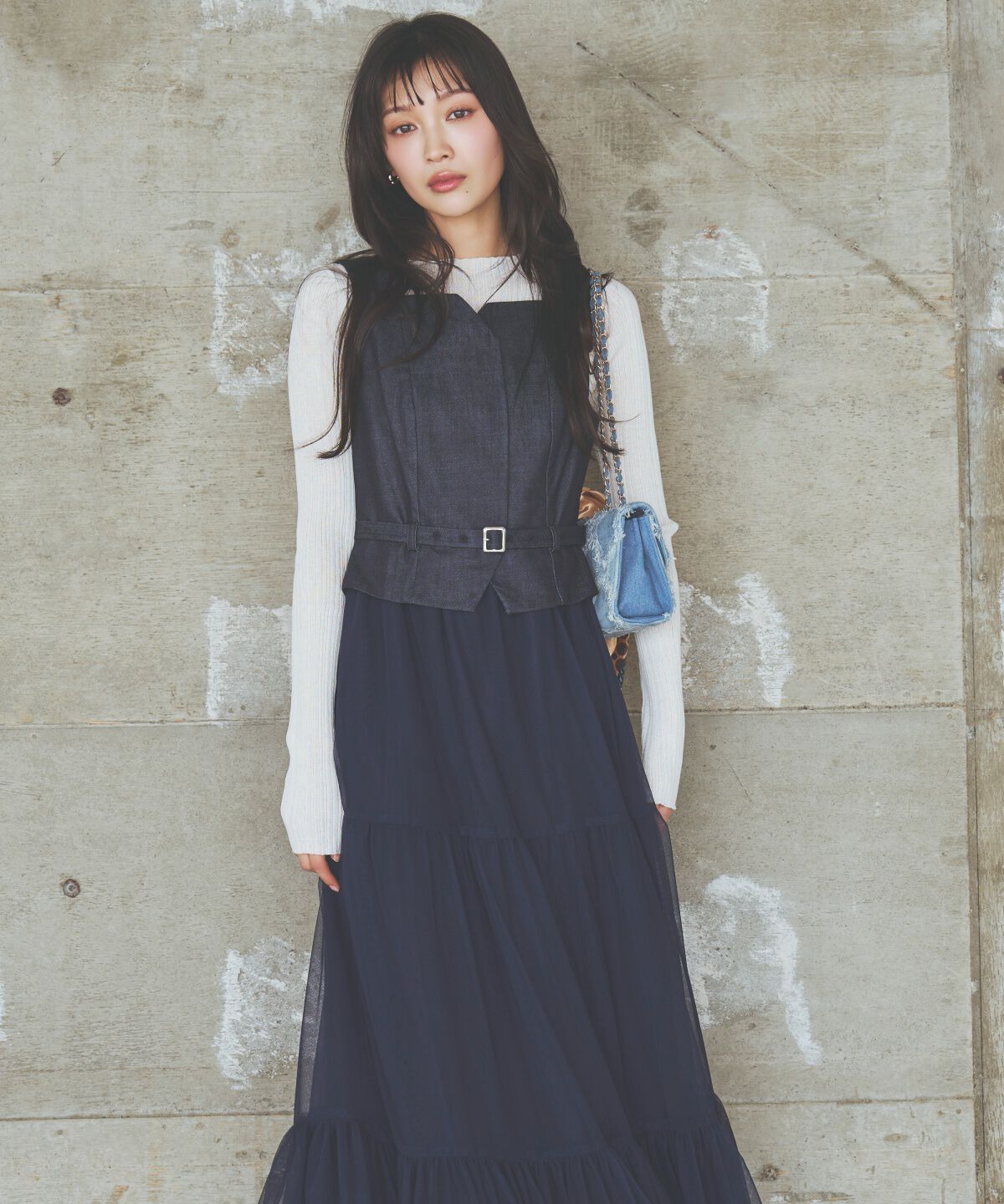 アンドクチュール「シアーランダムリブニットプルオーバー」|ニット・セーター|