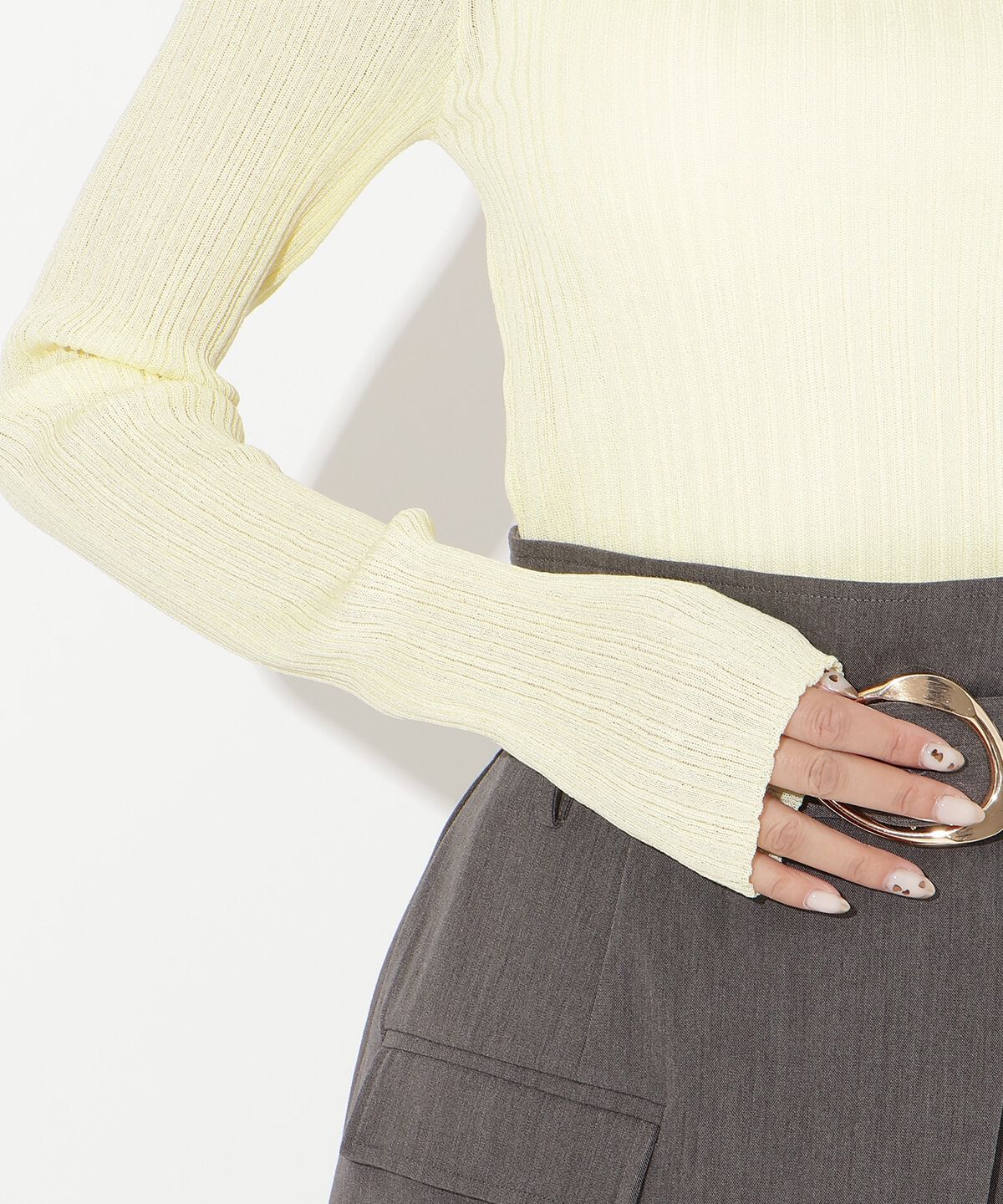 アンドクチュール「シアーランダムリブニットプルオーバー」|ニット・セーター|