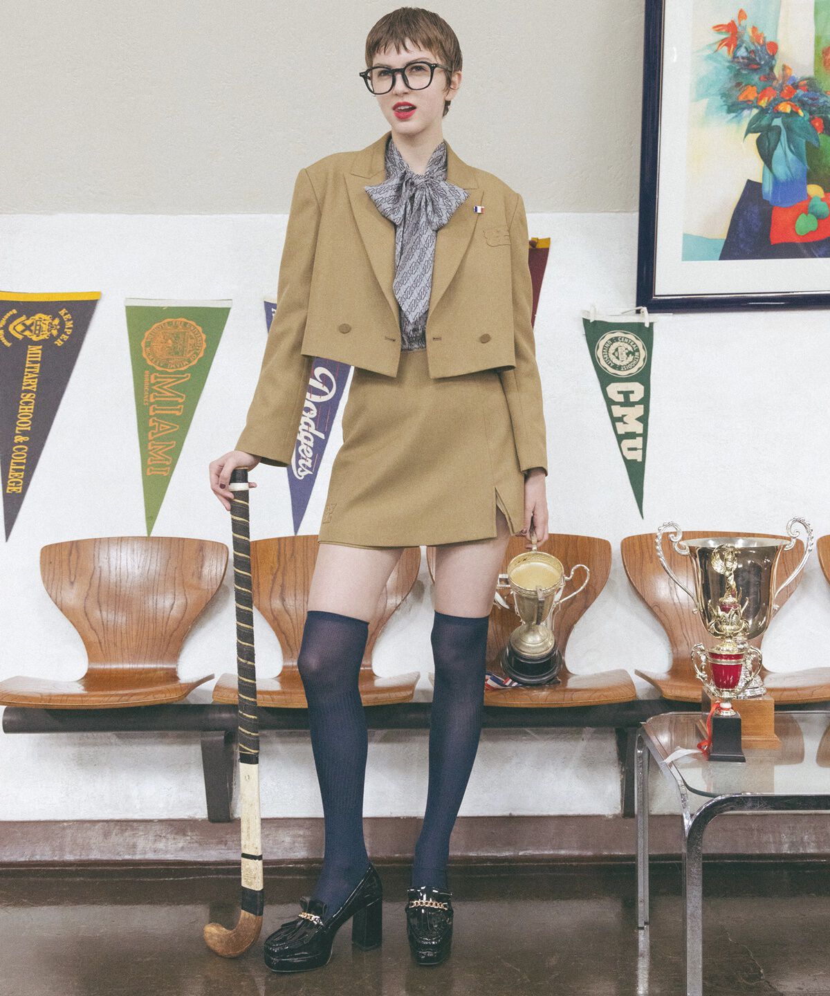 REDYAZEL「モノグラムプリントボウタイブラウス」|シャツ・ブラウス|