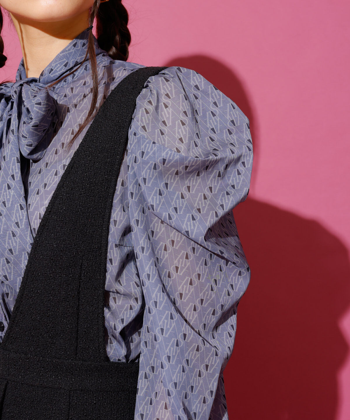 REDYAZEL「モノグラムプリントボウタイブラウス」|シャツ・ブラウス|