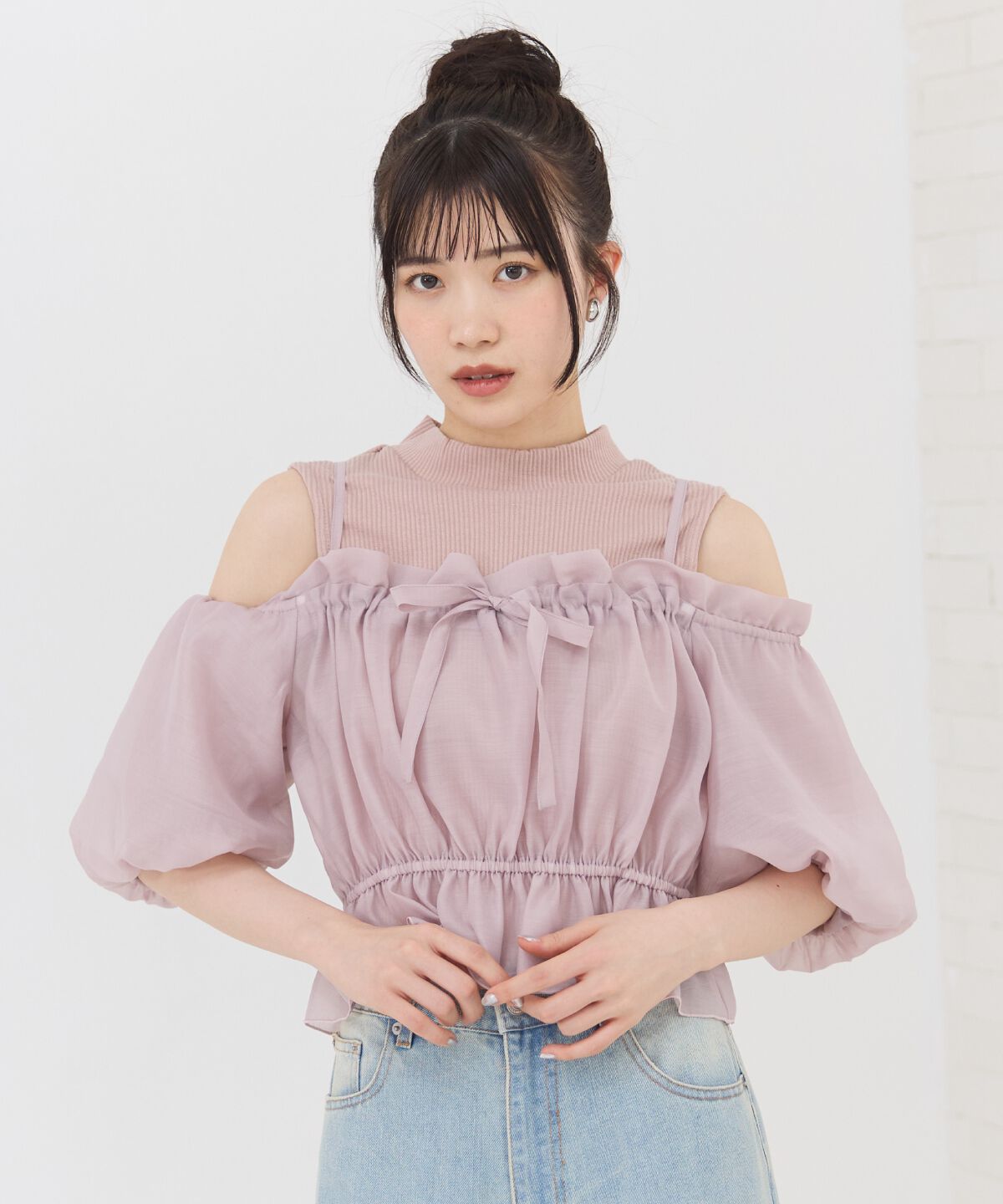 REDYAZEL「オフショルブラウス&times;ノースリーブニット」|シャツ・ブラウス|