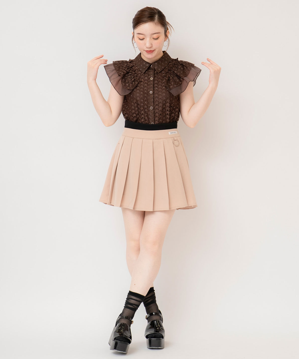 REDYAZEL「ラメレースフリルスリーブブラウス」|シャツ・ブラウス|