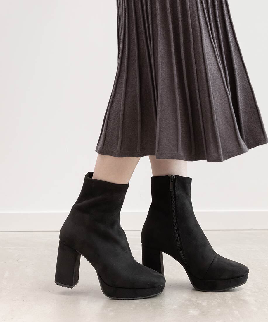  「晴雨兼用 チャンキーヒールベーシックショートブーツ」|ショートブーツ|