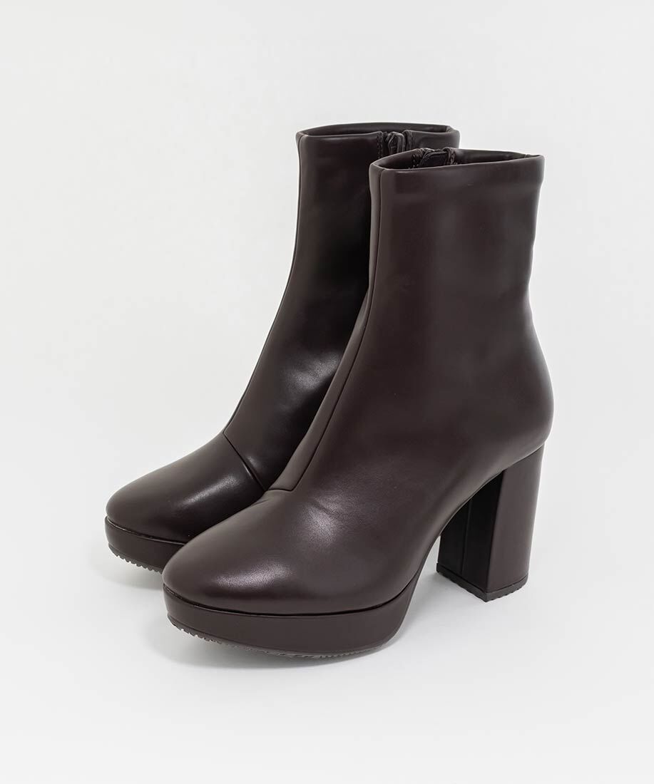  「晴雨兼用 チャンキーヒールベーシックショートブーツ」|ショートブーツ|