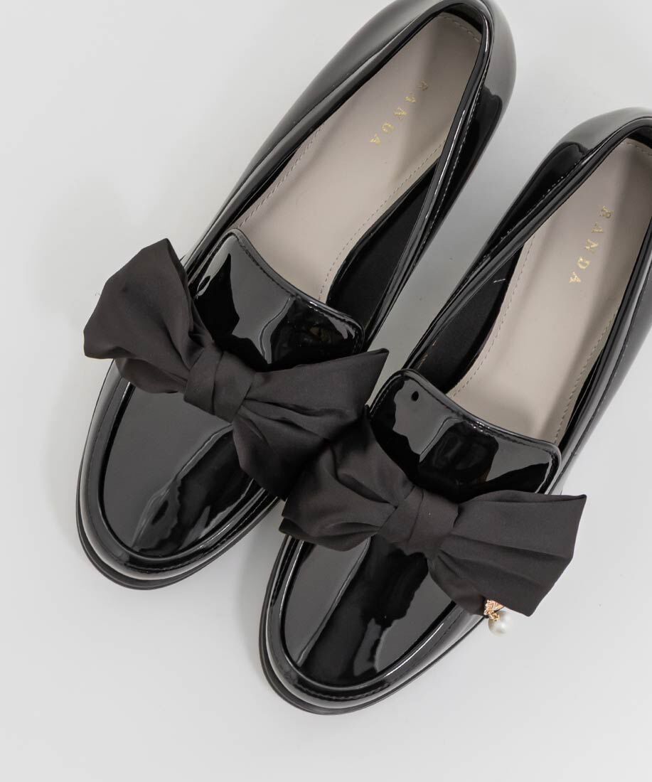  「パールチャームサテンリボンローファー」|ローファー|