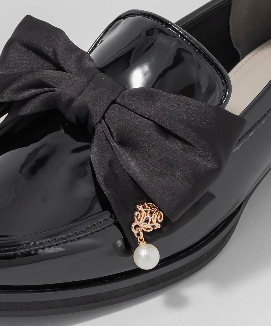  「パールチャームサテンリボンローファー」|ローファー|