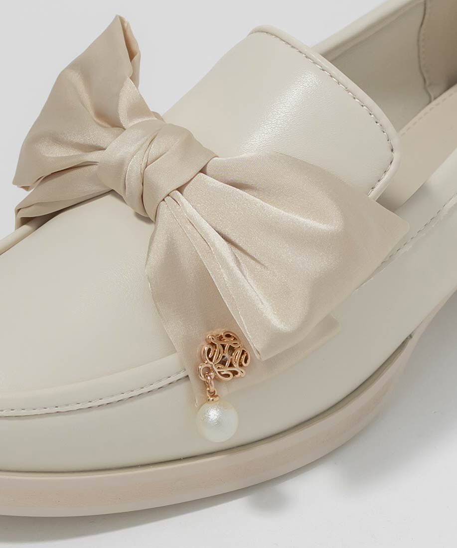  「パールチャームサテンリボンローファー」|ローファー|