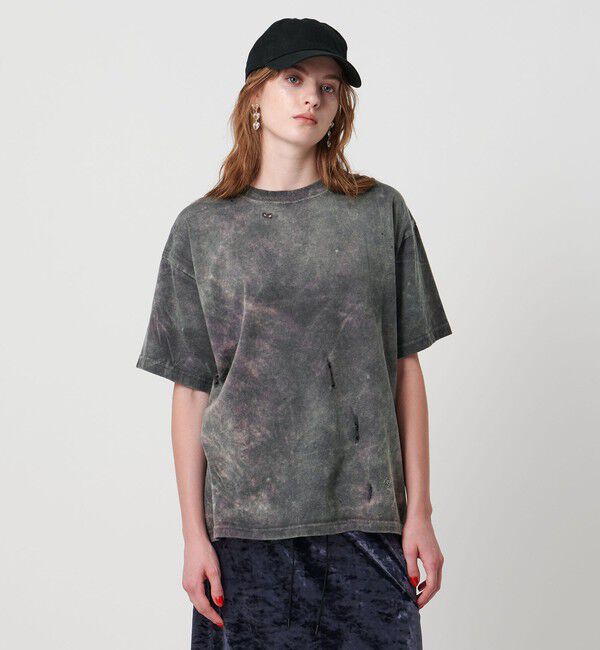 ASTRAET「＜ASTRAET＞コットン アシッド/ダメージ クルーネックTシャツ」|Tシャツ・カットソー|BLACK