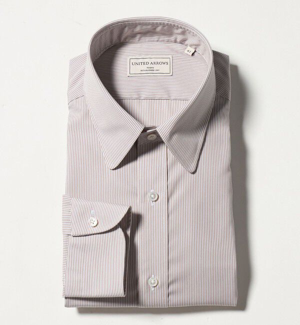 UNITED ARROWS「イージーケア AG ペンシルストライプ ラウンドレギュラーカラー シャツ 抗菌防臭」|シャツ・ブラウス|BEIGE