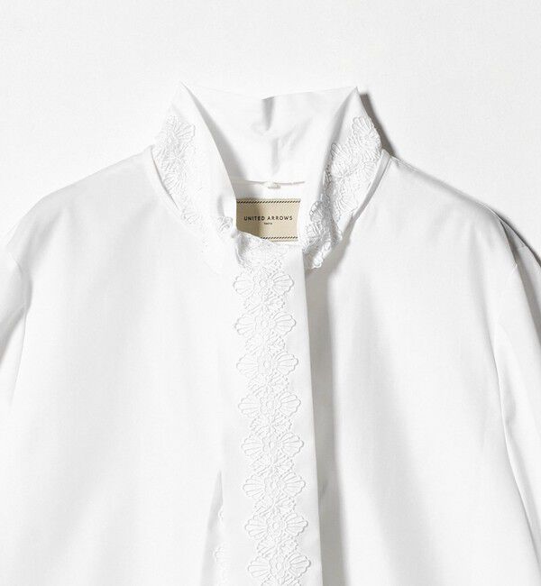 UNITED ARROWS「レース コンビ ボウタイ リボン ブラウス ‐ウォッシャブル‐」|シャツ・ブラウス|