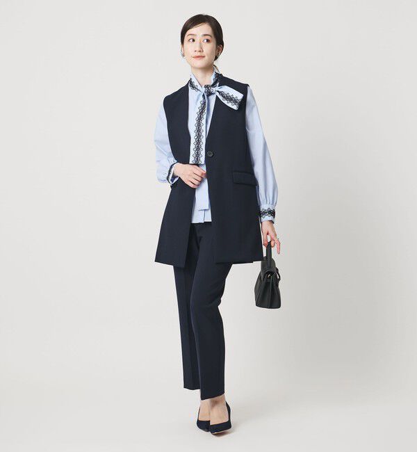 UNITED ARROWS「レース コンビ ボウタイ リボン ブラウス ‐ウォッシャブル‐」|シャツ・ブラウス|