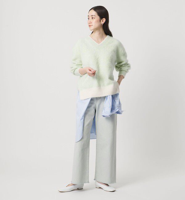 UNITED ARROWS「フォックスカシミヤ バイカラー Vネックニット」|ニット・セーター|