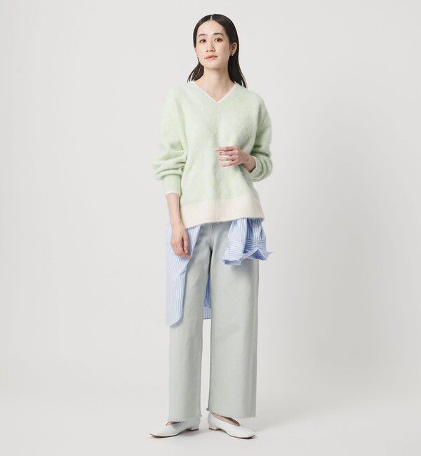 UNITED ARROWS「フォックスカシミヤ バイカラー Vネックニット」|ニット・セーター|