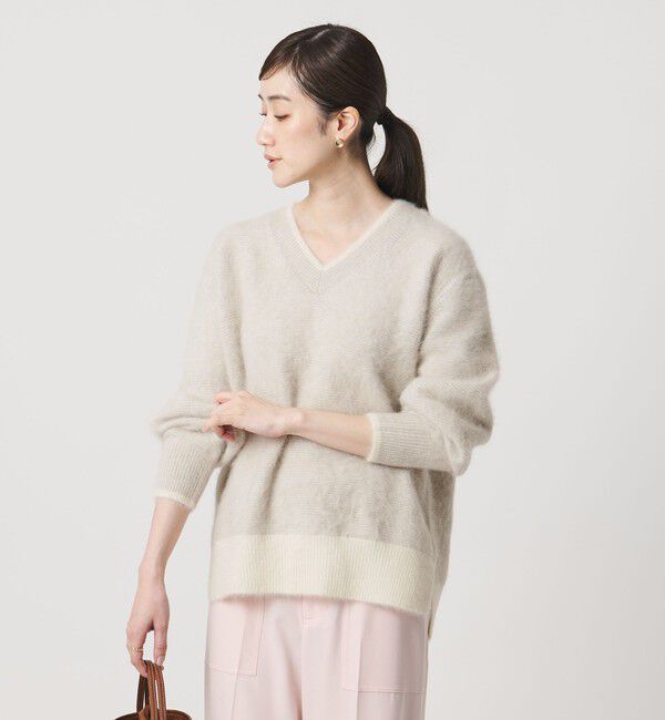 UNITED ARROWS「フォックスカシミヤ バイカラー Vネックニット」|ニット・セーター|