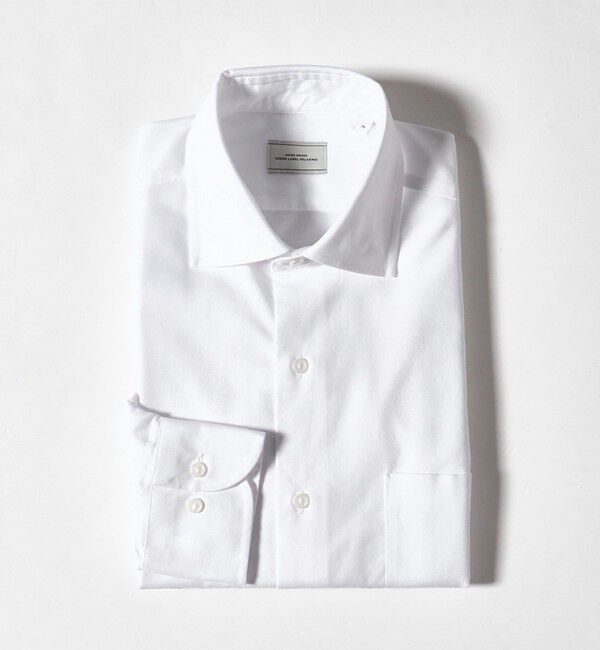 UNITED ARROWS green label relaxing「コットン ヘリンボーン ワイドカラー ドレスシャツ -形態安定-」|シャツ・ブラウス|WHITE
