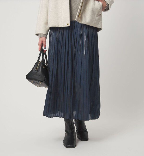 UNITED ARROWS green label relaxing「シャイニー プリーツ スカート」|スカート|NAVY