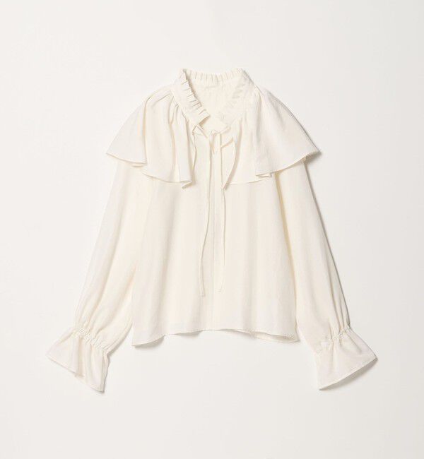 EMMEL REFINES「＜EMMEL REFINES＞EM フィブリルサテン ネックタック フリル ブラウス」|シャツ・ブラウス|