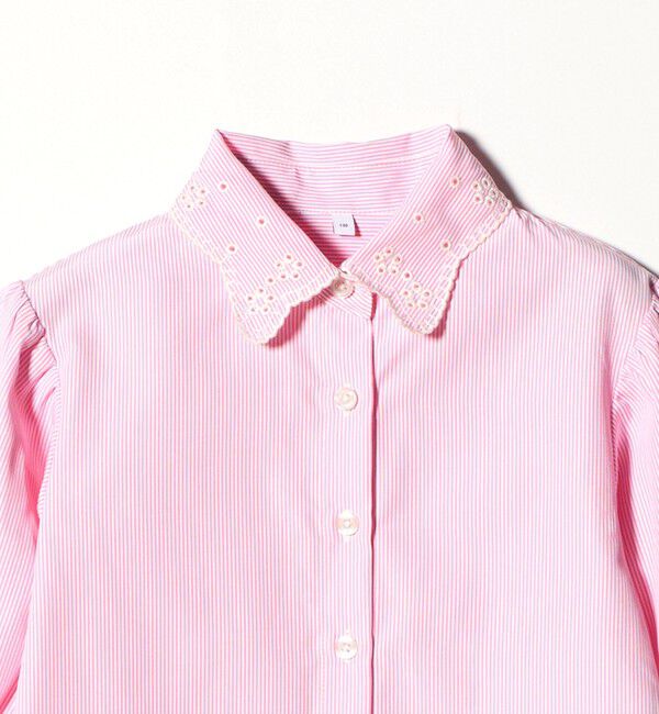 UNITED ARROWS green label relaxing「襟 刺しゅう ストライプ シャツ / キッズ  100cm-130cm」|シャツ・ブラウス|