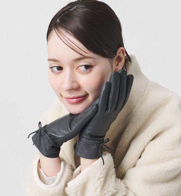 BEAUTY&YOUTH UNITED ARROWS「レザー&times;スエード コンビ リボン グローブ」|手袋|