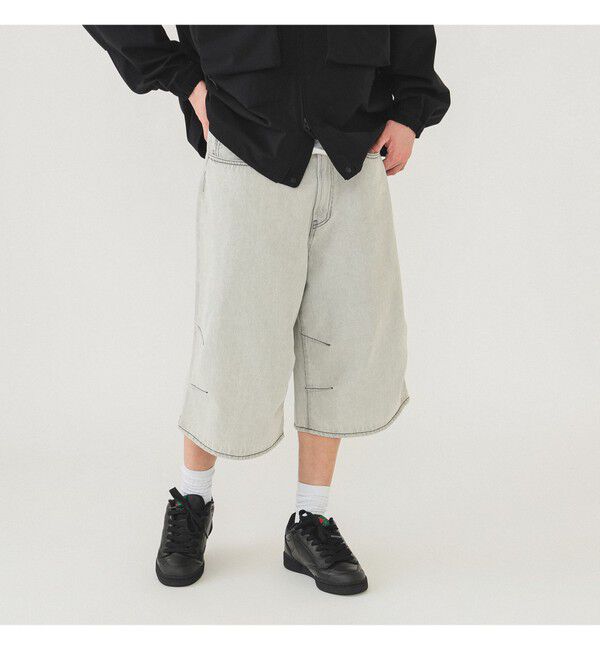 BEAMS「5ポケット クウォーターレングス ワイドデニム」|デニム|WHITE