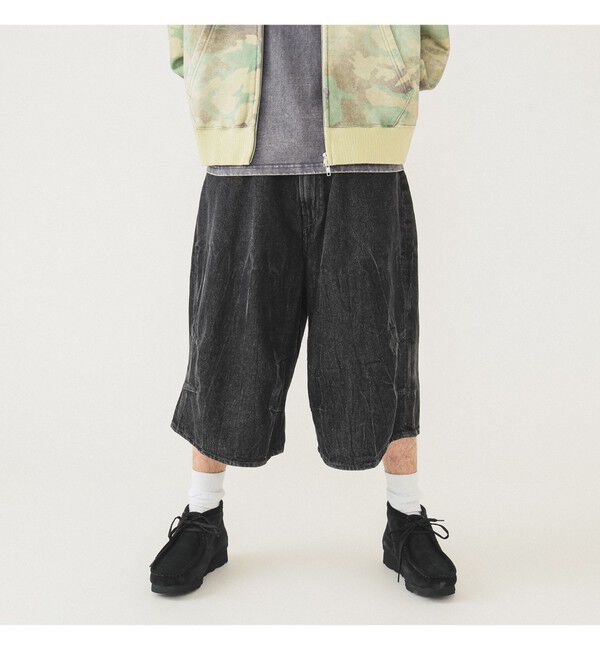 BEAMS「5ポケット クウォーターレングス ワイドデニム」|デニム|