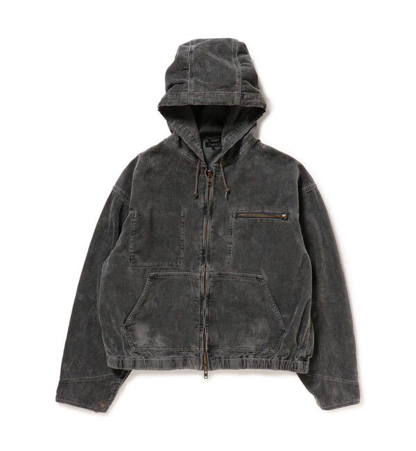BEAMS「ワイドショートフィット フェード コーデュロイ フーデットブルゾン」|ブルゾン・スタジャン|CHARCOAL.G