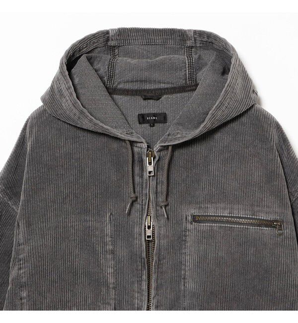 BEAMS「ワイドショートフィット フェード コーデュロイ フーデットブルゾン」|ブルゾン・スタジャン|