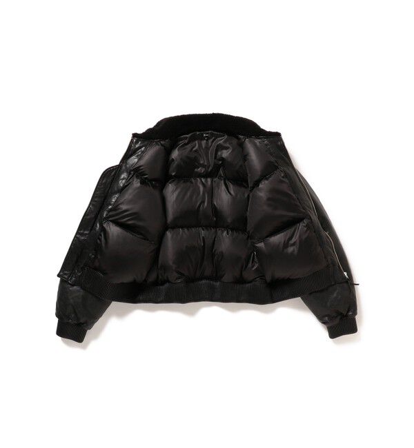 BEAMS「ワイドショートフィット G-1 シープレザー ダウンジャケット」|ブルゾン・スタジャン|