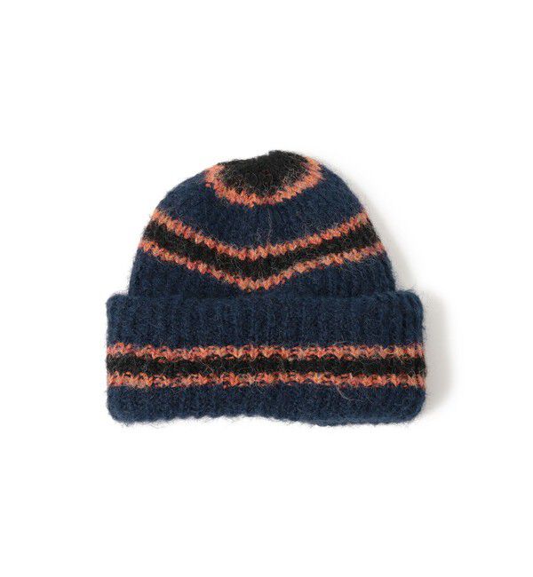 BEAMS「シャギー ボーダー ワッチキャップ」|キャップ・キャスケット|NAVY