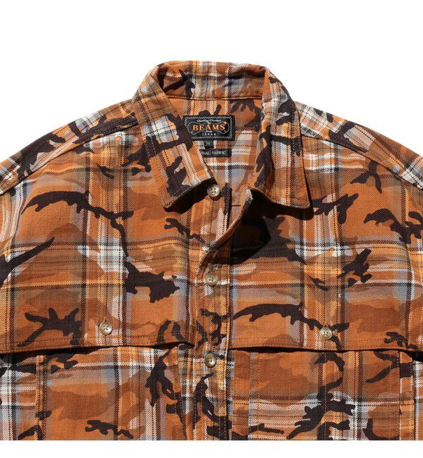 BEAMS PLUS「Adventure Shirt Work Plaid Camo Over Print」|シャツ・ブラウス|