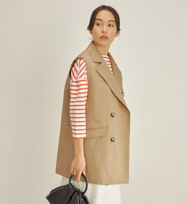 SHIPS for women「綿麻 カルゼ ダブルブレスト ジレ ◇」|ベスト・ジレ|