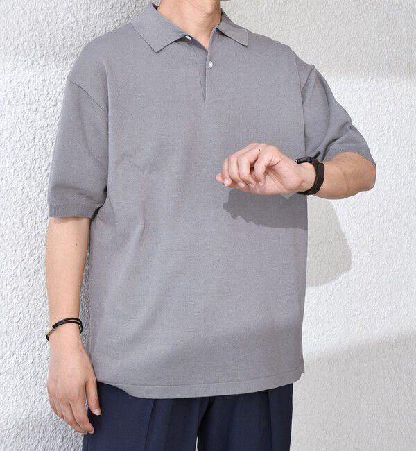 SHIPS any「SHIPS any:〈接触冷感〉ハイゲージ リネンミックス サマー ニット ポロシャツ 25SS◇」|ポロシャツ|