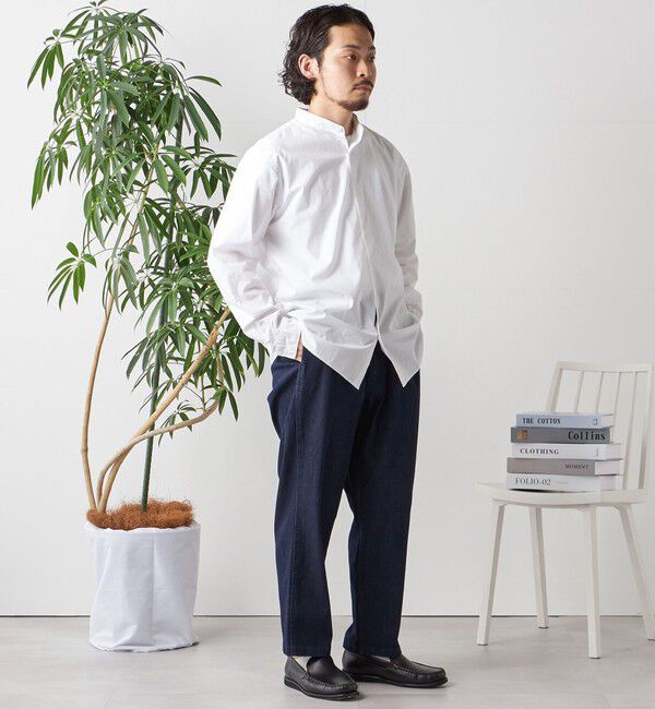 SHIPS any「SHIPS any: ストライプ / ソリッド リラックス バンドカラー シャツ 25AW◇」|シャツ・ブラウス|