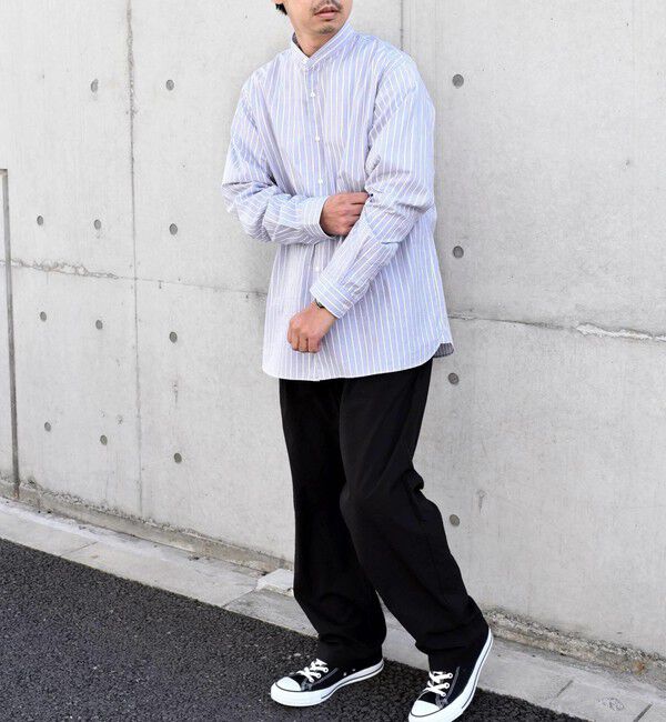 SHIPS any「SHIPS any: ストライプ / ソリッド リラックス バンドカラー シャツ 25AW◇」|シャツ・ブラウス|