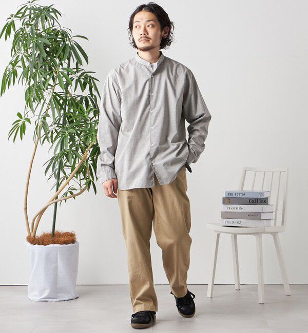 SHIPS any「SHIPS any: ストライプ / ソリッド リラックス バンドカラー シャツ 25AW◇」|シャツ・ブラウス|