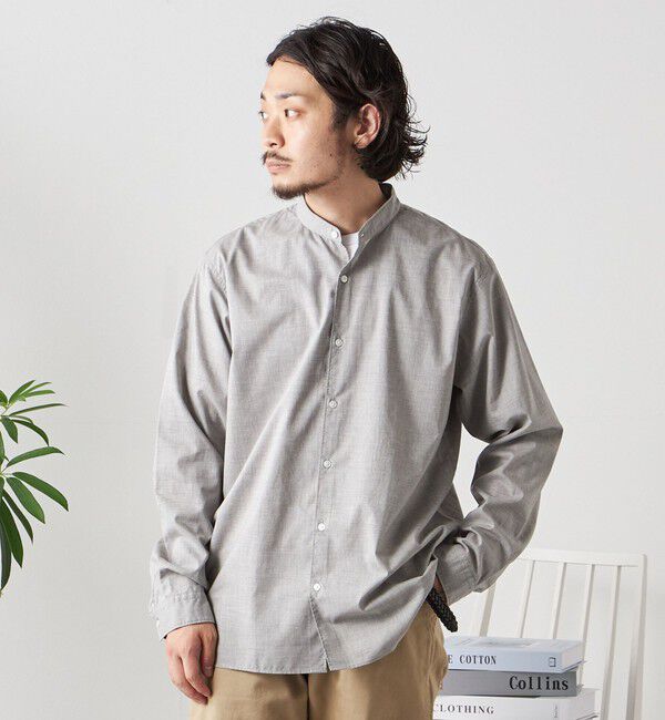 SHIPS any「SHIPS any: ストライプ / ソリッド リラックス バンドカラー シャツ 25AW◇」|シャツ・ブラウス|