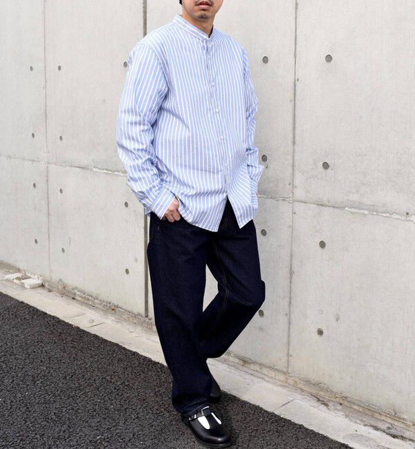 SHIPS any「SHIPS any: ストライプ / ソリッド リラックス バンドカラー シャツ 25AW◇」|シャツ・ブラウス|