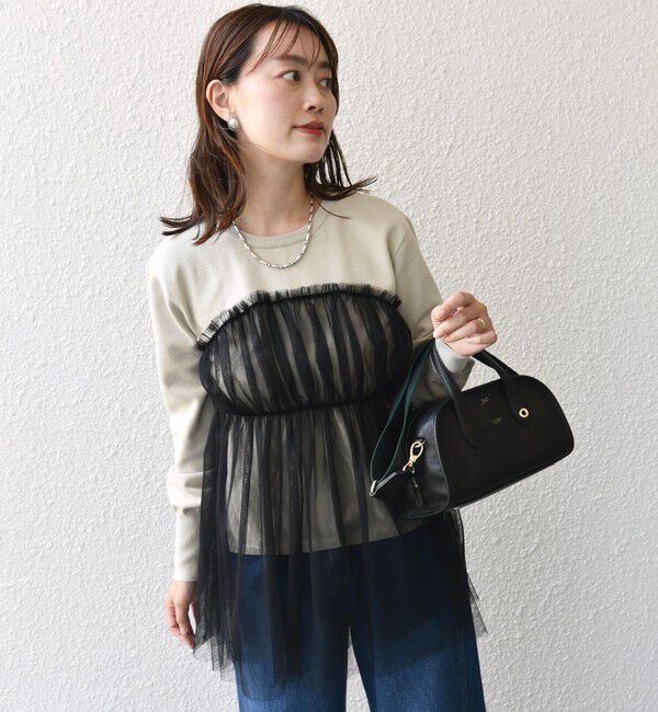 SHIPS for women「* 〈手洗い可能〉チュール ドッキング ニット ◇」|ニット・セーター|