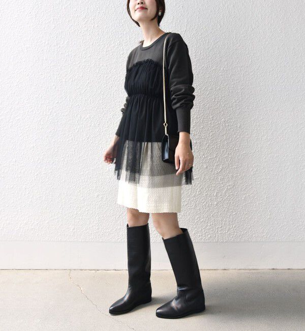 SHIPS for women「* 〈手洗い可能〉チュール ドッキング ニット ◇」|ニット・セーター|