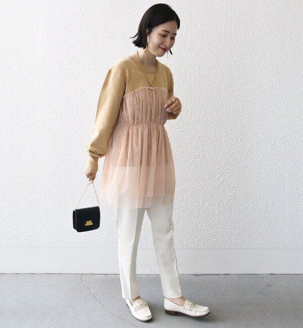 SHIPS for women「* 〈手洗い可能〉チュール ドッキング ニット ◇」|ニット・セーター|