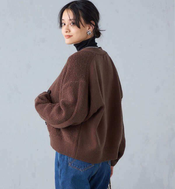 SHIPS for women「〈手洗い可能〉パイル編み コンビ カーディガン ◇」|カーディガン|