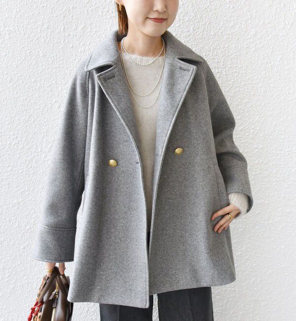 SHIPS for women「【WEB限定】〈手洗い可能〉ウール ライク ジャージー メルトン 2WAY Pコート」|ピーコート|