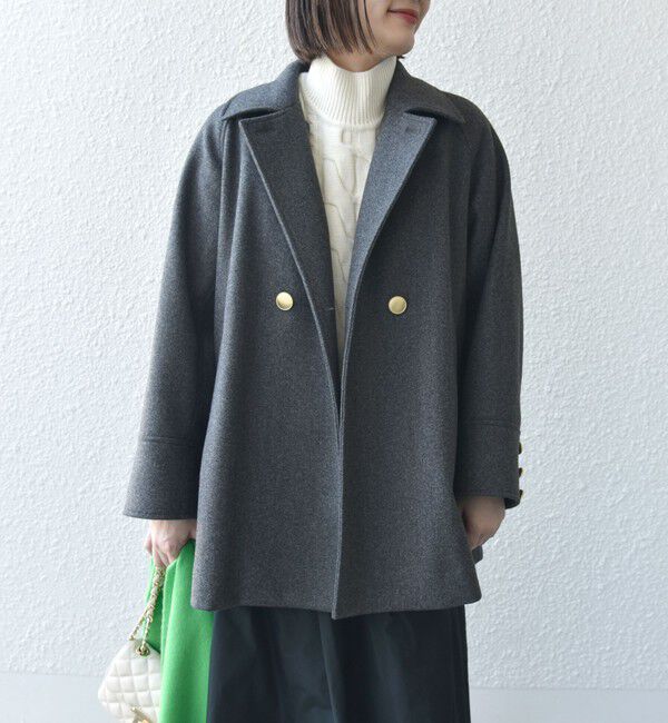 SHIPS for women「【WEB限定】〈手洗い可能〉ウール ライク ジャージー メルトン 2WAY Pコート」|ピーコート|