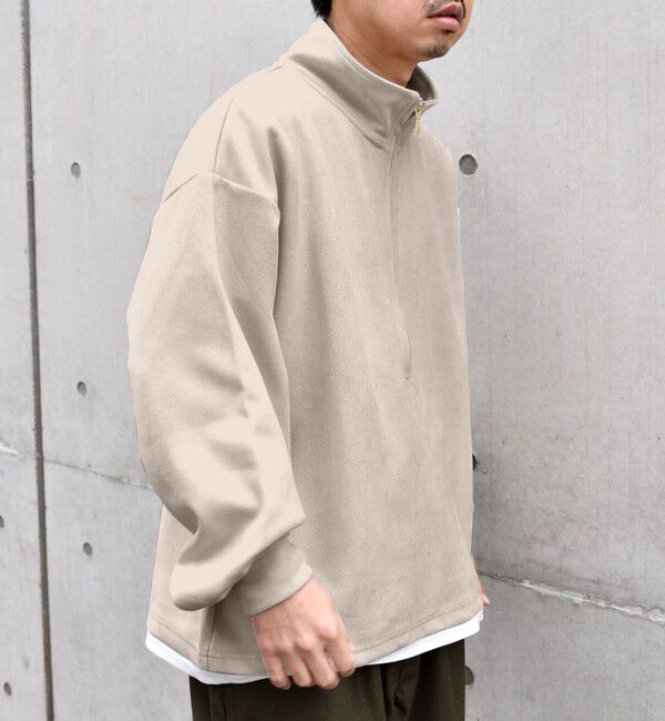 SHIPS any「SHIPS any; 〈洗濯機可能〉フェイクスエード (ポリエステル) / レイヤード ハーフジップ プルオーバー◇」|スウェット・ジャージ|