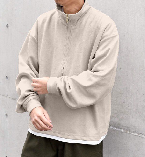 SHIPS any「SHIPS any; 〈洗濯機可能〉フェイクスエード (ポリエステル) / レイヤード ハーフジップ プルオーバー◇」|スウェット・ジャージ|